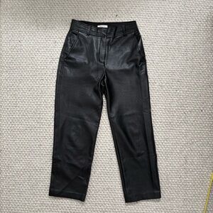Babaton Black Cropped Leather Pants